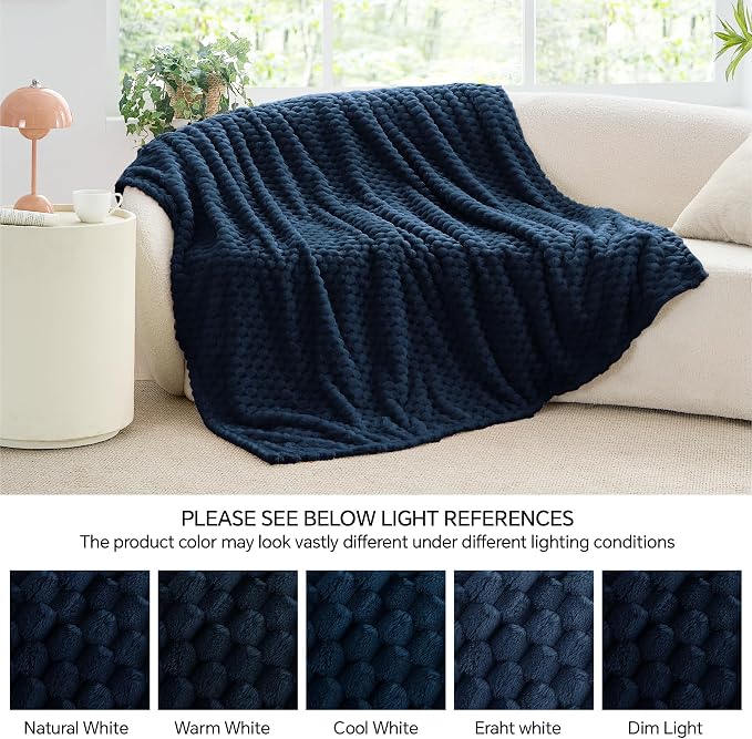 BEDELITE Navy Queen Blanket for Bed, Soft Cozy Gifts for Women, 90 * 90 | 3D - Image 7