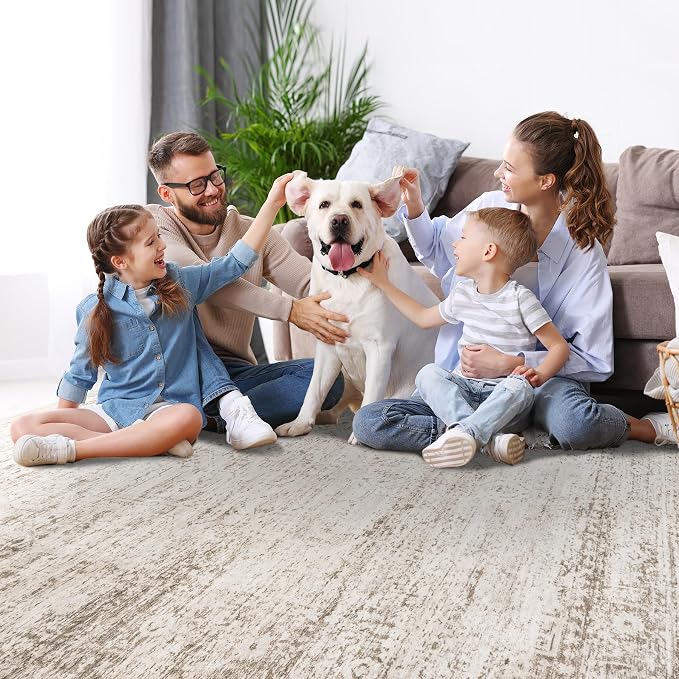 Aelenmu 10x14 Area Rugs for Living Room Dining Room Washable Beige Ivory | Soft - Image 8