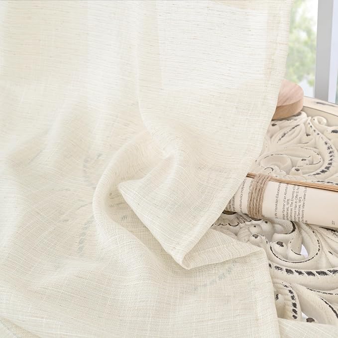 BGment Ivory Linen Curtains 54 Inches Long - Image 8