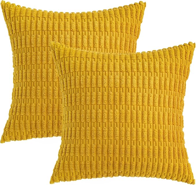 MIULEE Euro Decorative Throw Pillow Covers 26x26 Mustard Yellow Pack of 2 | - Image 6