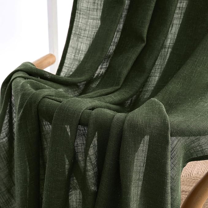 MIULEE Olive Green Linen Curtains 52x90 Inch Long - Image 6