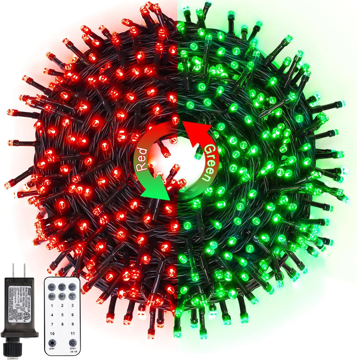 JMEXSUSS 200 LED Halloween Lights Outdoor, 66ft Red and Green String Lights with Remote, Connectable Waterproof Color Changing Christmas Lights for Party Yard Christmas Halloween Decor