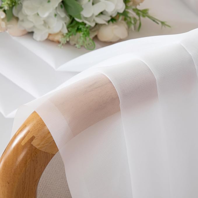 Simplebrand White Sheer Curtains 84 Inches Long, Light Filtering Rod Pocket - Image 8