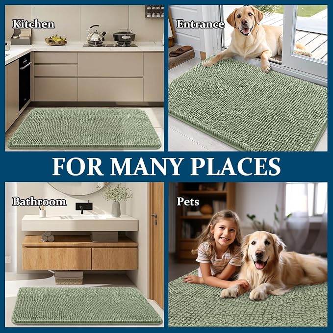 OLANLY Dog Door Mat for Muddy Paws 47x17, Super Absorbent Chenille Mud Mat | - Image 8