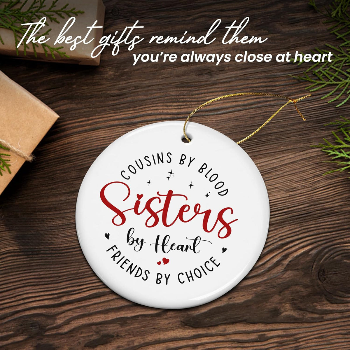 OASSIE Sister Gifts for Cousins Female - Ceramic Christmas Ornaments 2025 for Tree Decorations - Birthday Long Distance Cousins Sister Gifts for Women, Cousin Gift Ideas for Christmas Decorations
