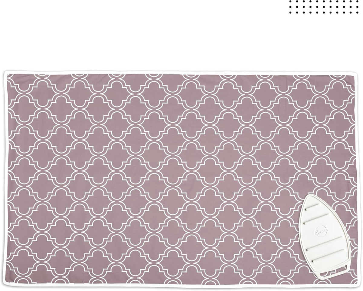Encasa Homes Ironing Mat/Pad (Large 48"x28") with 3mm Padding & Silicone Iron Rest for Steam Pressing on Tabletop or Bed - Heat Resistant, Portable, Quilting & Travel Blanket - Mauve Tiles