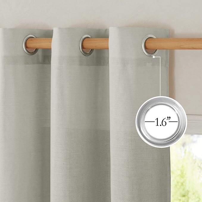 NICETOWN Gray Linen Kitchen Curtains 36 inch Length, Decorative Thick Flax - Image 4