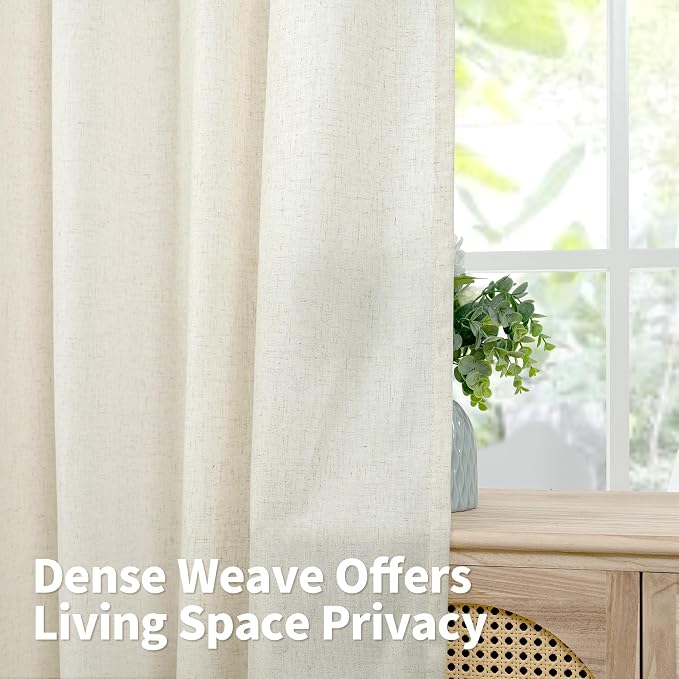 YoungsTex Linen Curtains 40 Inches Long, Short Drapes Light Filtering - Image 4