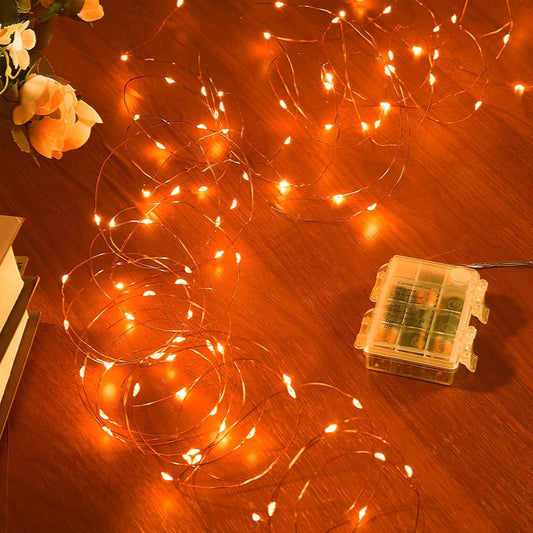 4 Pack 32.8 Ft. Battery Operated Outdoor String Lights with Remote & Timer, LED Orange Fairy Lights, Waterproof Twinkle Lights for Bedroom, Dorm, Mason Jar, Wedding, Party, Christmas