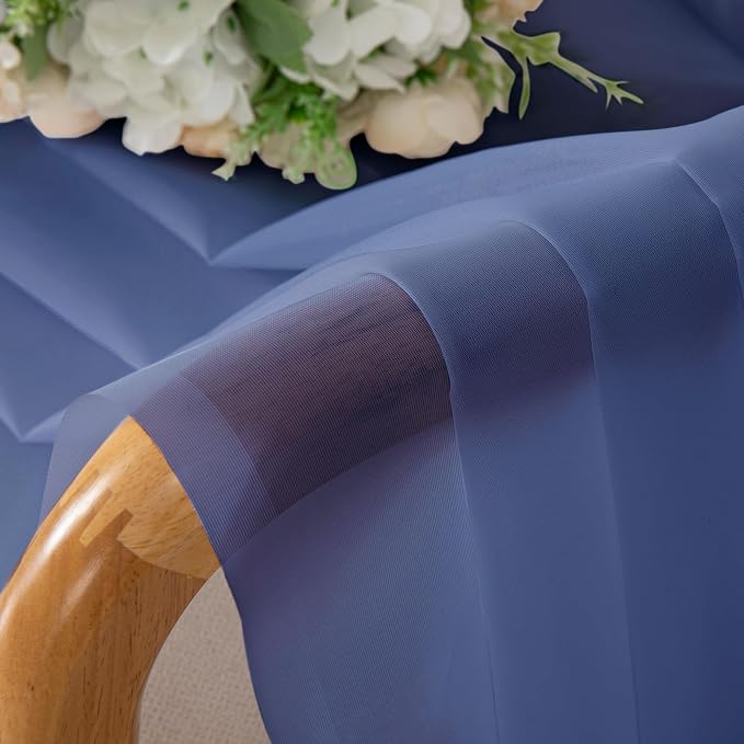 Blue Sheer Curtains 72 Inches Long 2 Panels Set, Transparent Light Filtering - Image 3