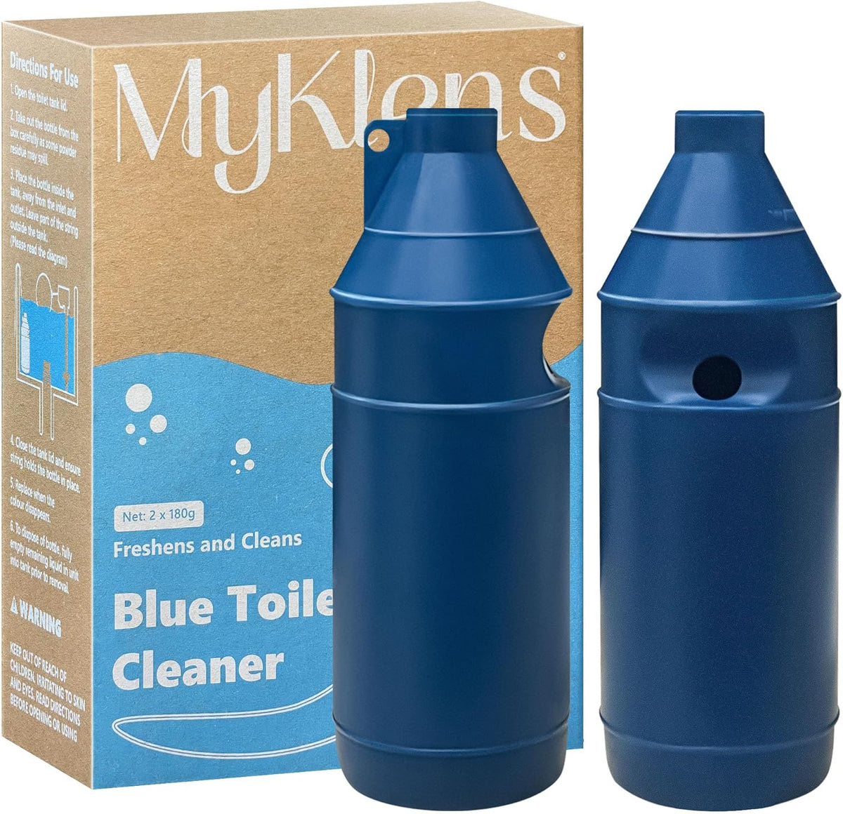 Toilet Bowl Cleaner Bottle, Automatic Toilet Bowl Cleaner Tablets in Bottle, Easy to Use, Long-Lasting Effect Toilet Cleaners Drop in Tank, Blue, 2 Bottles
