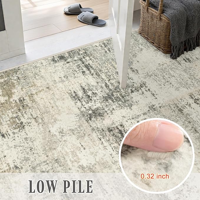2.6x10 Washable Runner Rug:Modern Abstract Soft Carpet Ash Brown | - Image 7