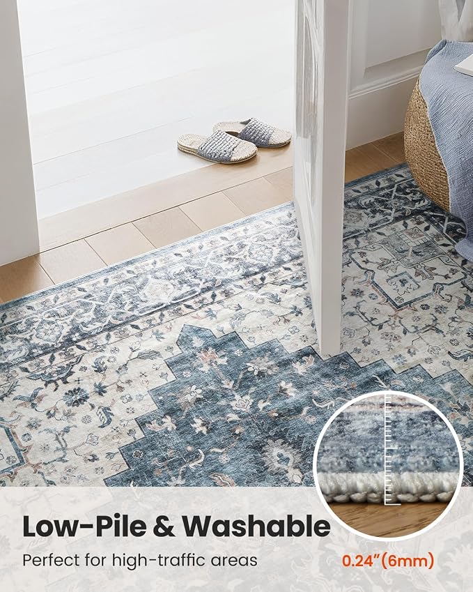 AMADA HOMEFURNISHING Round 5ft Area Rugs, Low-Profile Washable Rug - Image 8