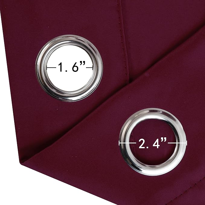 Blackout Curtains 66 x 95 inch/Burgundy Red Curtains Set of 2 Panels/Thermal - Image 6
