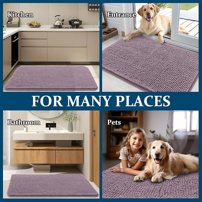 OLANLY Dog Door Mat for Muddy Paws 35x24, Super Absorbent Chenille Mud Mat | - Image 8