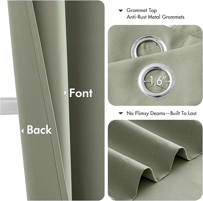 MIULEE Blackout Curtains for Bedroom 2 Panels 40 x 68 Inch Long Sage Green | - Image 4