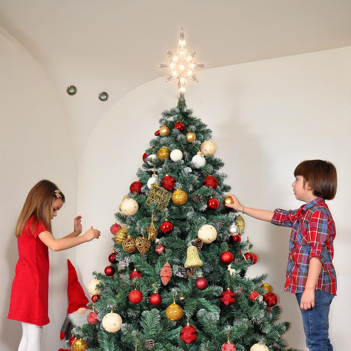 Lighted Christmas Tree Topper, Bethlehem Star Treetop with 41LED Warm White Fairy Lights, Holiday Christmas Tree Decorations