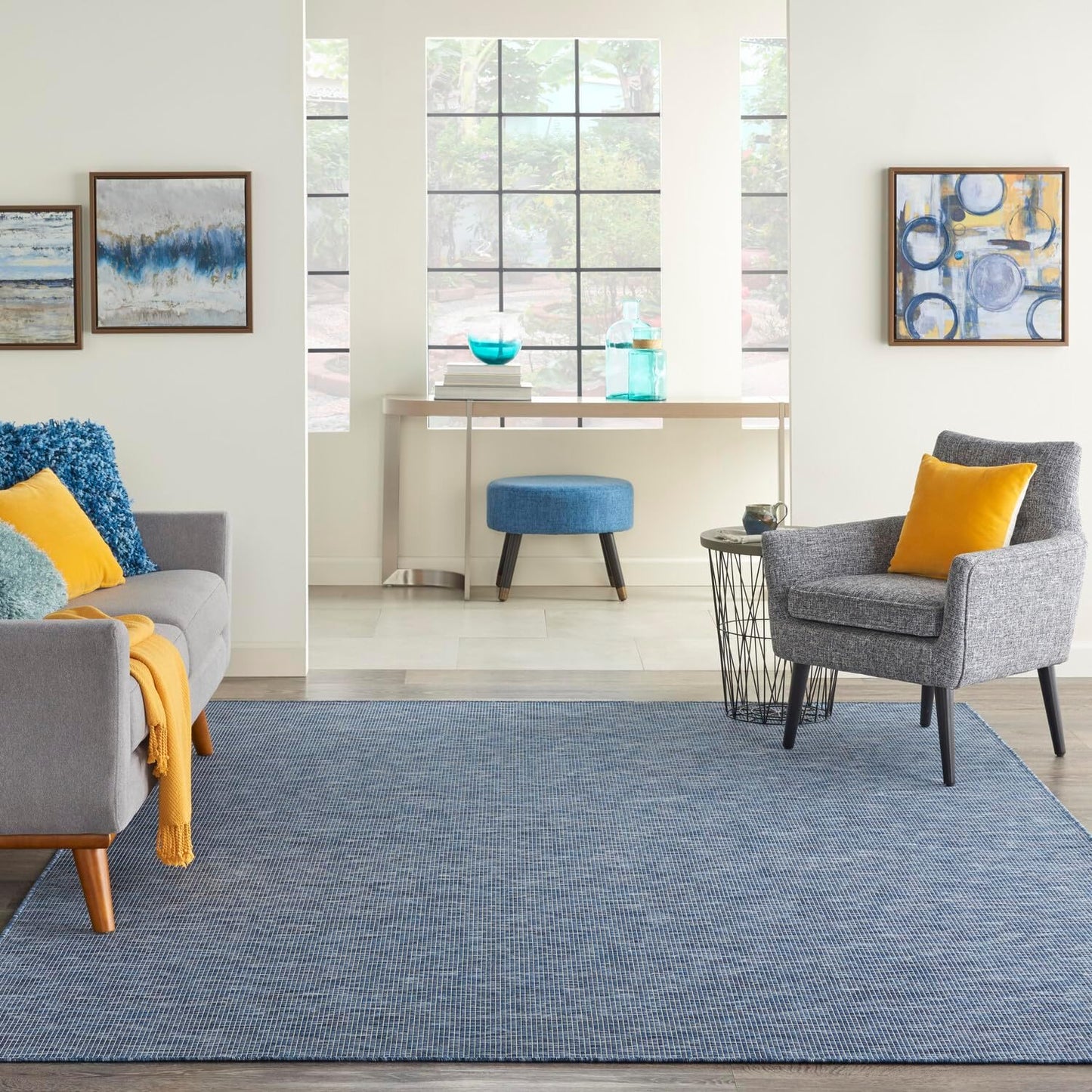 Nourison Positano Indoor-Outdoor Navy Blue 8' x 10' Area Rug, Easy Cleaning, Non Shedding, Bed Room, Living Room, Dining Room, Backyard, Deck, Patio (8x10)