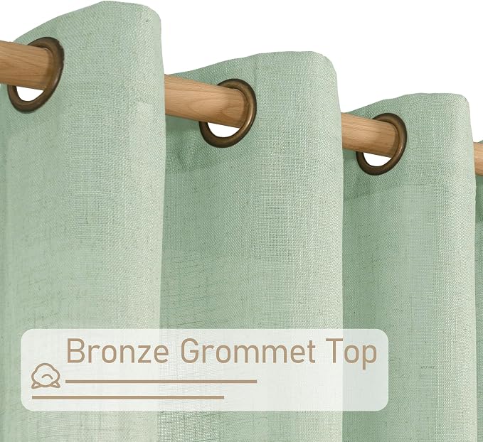 95 Inches Long Fresh Green Linen Curtains - Image 4