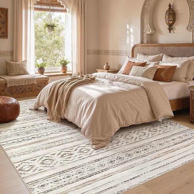 cotiled Boho 8x10 Area Rugs for Living Room: Large Moroccan Washable Rug | - Image 6