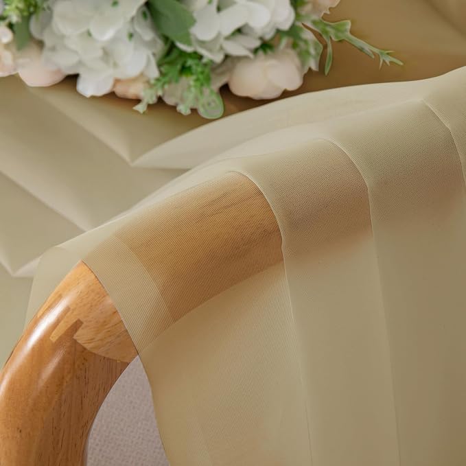 Gold Sheer Curtains 78 Inch Length 2 Panels Set, Light Filtering Voile Fimly - Image 4