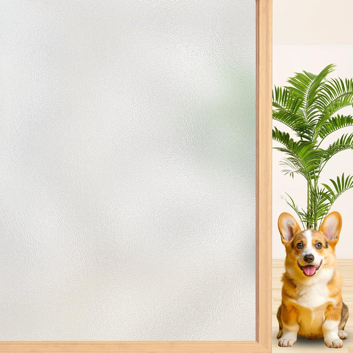 Niviy Frosted Glass Window Film Non-Adhesive Front Door Window Covering Static Cling Window Frosting Film for Shower Bathroom Garage Renter Property(11.8" x 118")