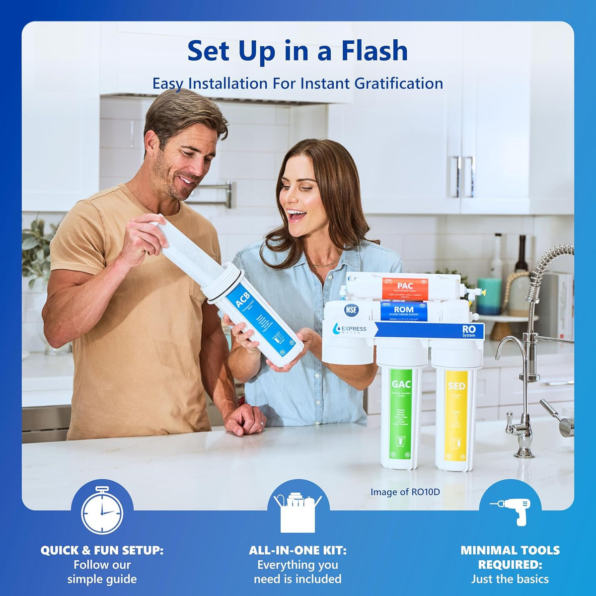 Express Water Reverse Osmosis Alkaline Ultraviolet Water Filtration System – 100 GPD (Deluxe Chrome Faucet)