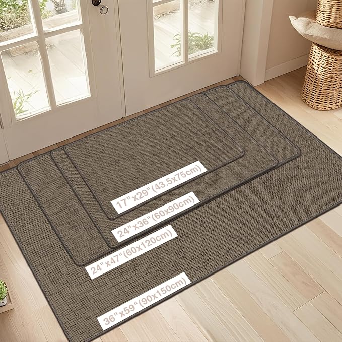 Ultra Thin Indoor Door Mat 17"x29", Large Non Slip Doormats, Rubber Backing - Image 2