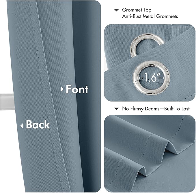 MIULEE Blackout Curtains for Bedroom 2 Panel 40 x 72 Inch Long Greyish Blue | - Image 4