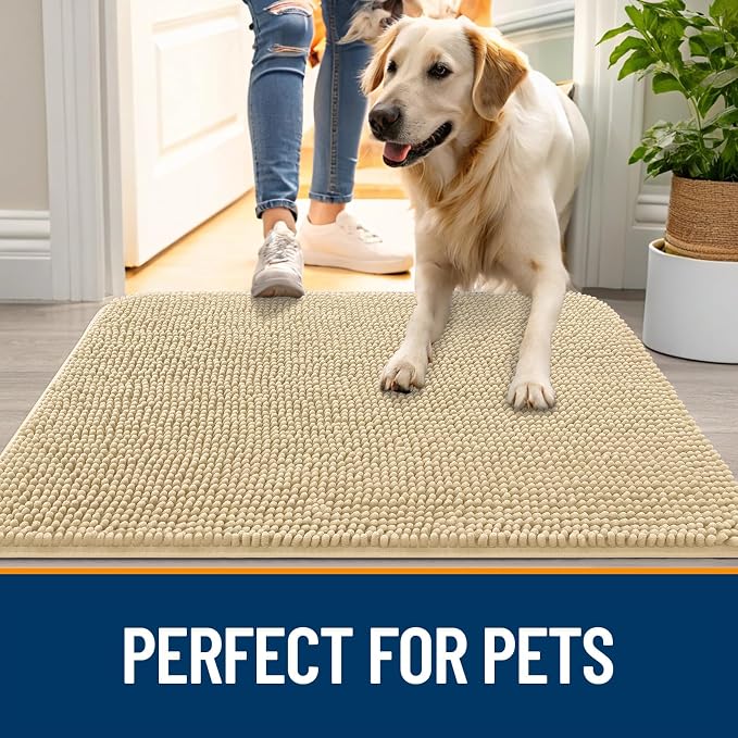 OLANLY Dog Door Mat for Muddy Paws 44x24, Super Absorbent Chenille Mud Mat | - Image 6