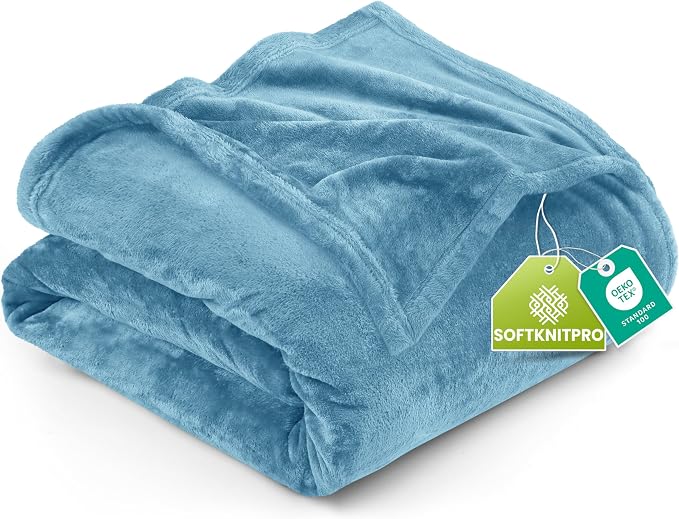 Utopia Bedding Soft Fleece Bed Blanket King Size Washed Blue | Microfiber Plush by UTOPIABEDDING