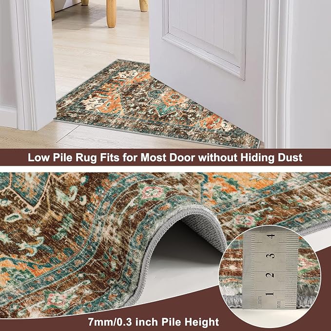 Yamaziot Washable Area Rug for Bedroom, 3x5 Non-Slip Boho Entryway Rug | Stain - Image 6