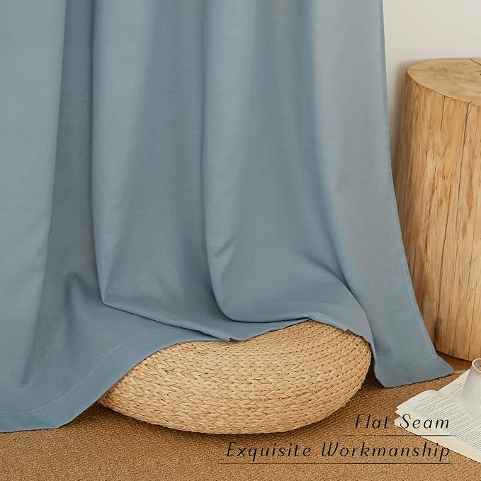 NICETOWN Linen Stone Blue Window Curtains 84 inches Long, Grommet Thick Linen - Image 2