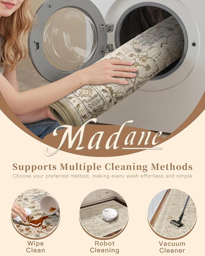 Madane 5x7 Area Rugs for Living Room, Non-Slip Washable Rug, Soft Low Pile - Image 8