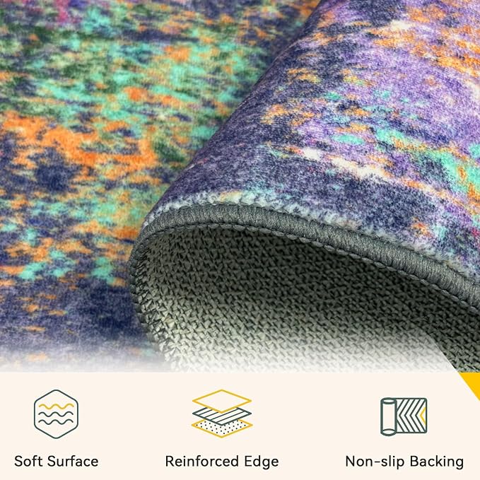 RELEANY Washable 5'x7' Abstract Area Rug - Image 4