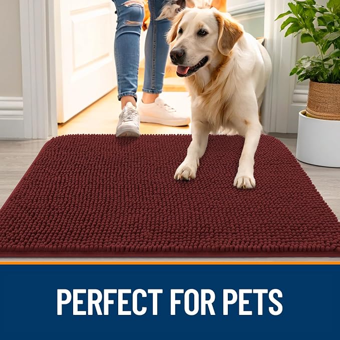 OLANLY Dog Door Mat for Muddy Paws 54x24, Super Absorbent Chenille Mud Mat | - Image 6