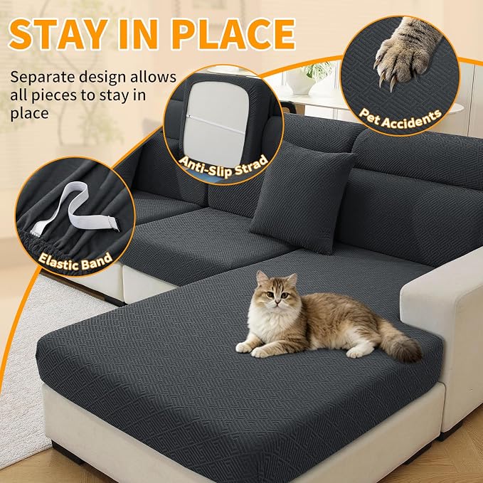 XINEAGE Couch Cushion Covers Seat Cushion Cover Thick Stretch Sofa Slipcovers 2 - Image 5