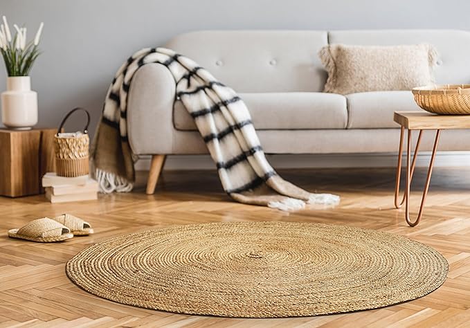 Hausattire Jute Braided Round Rug, 4 ft | 100% natural jute, hand woven - Image 4