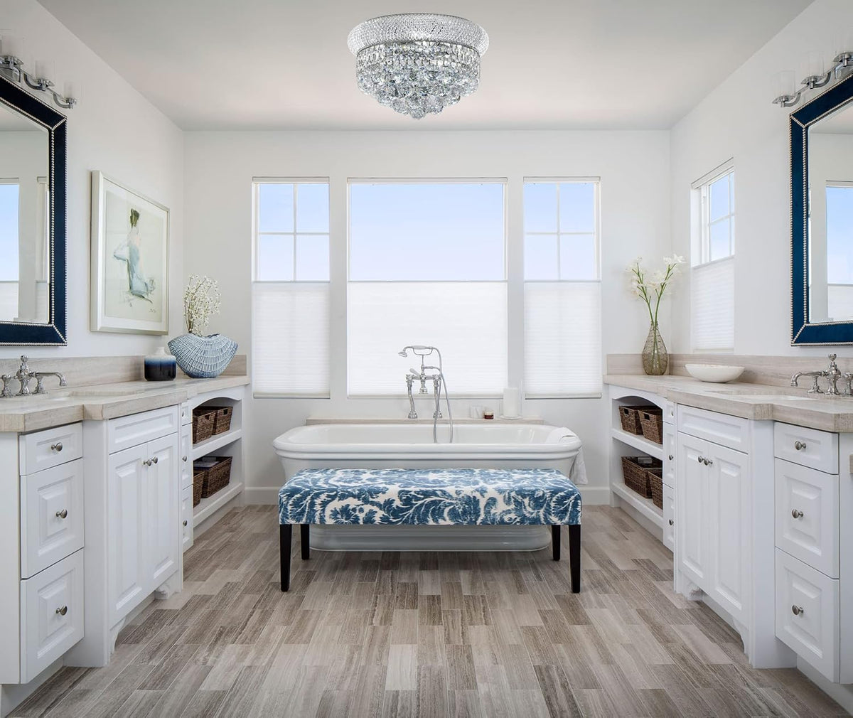 Crystal Flush Mount Chandelier Ceiling Light Fixture for Living Room Dining Room Bedroom Foyer Entryway Hallway Closet Bathroom (Chrome, 9" H x14 D)