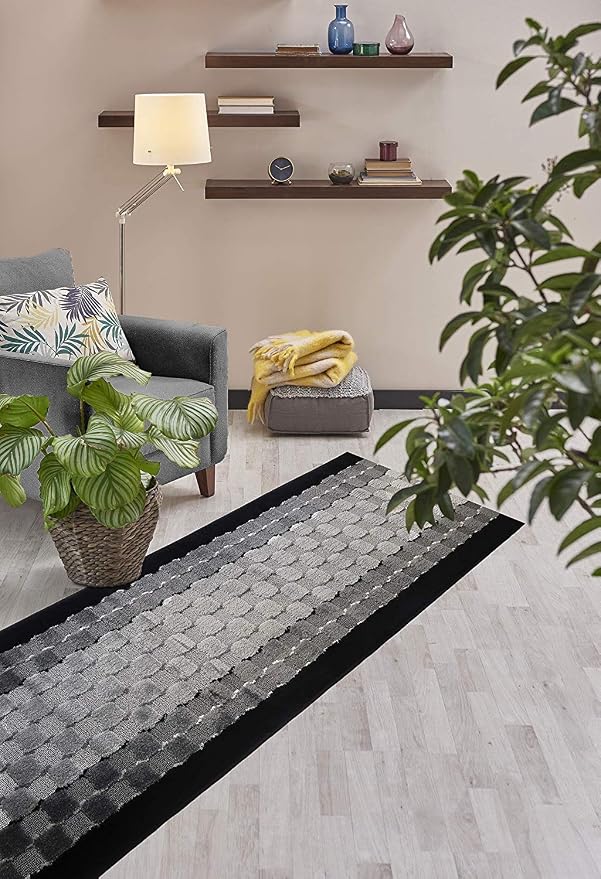 Custom Length Hallway Runner Rug, Slip Resistant, Checkered Black, 26 Inch X 23 - Image 4