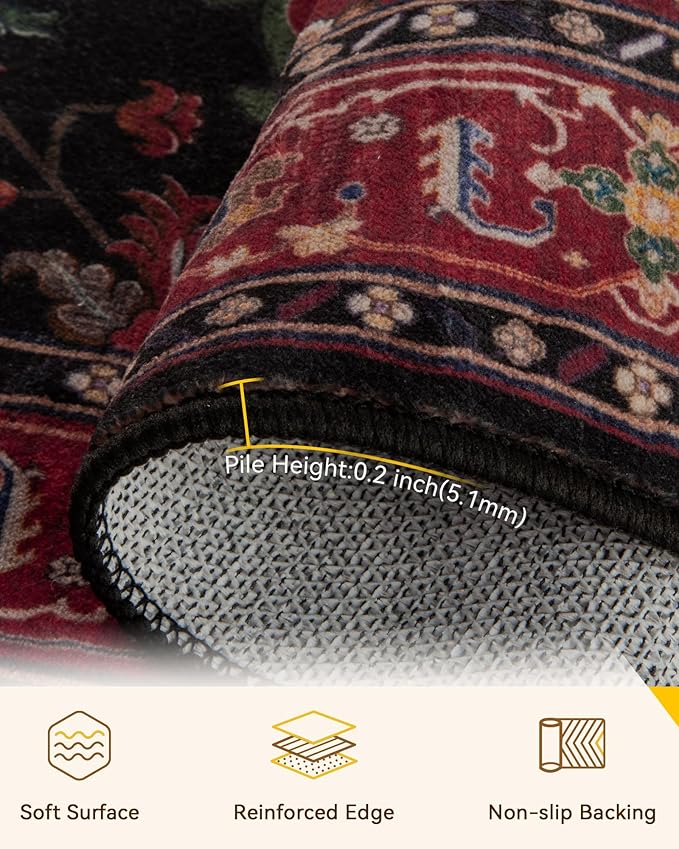 RELEANY Washable Area Rug, Square 6'x6', Water Repellent, Pet Friendly - Image 2