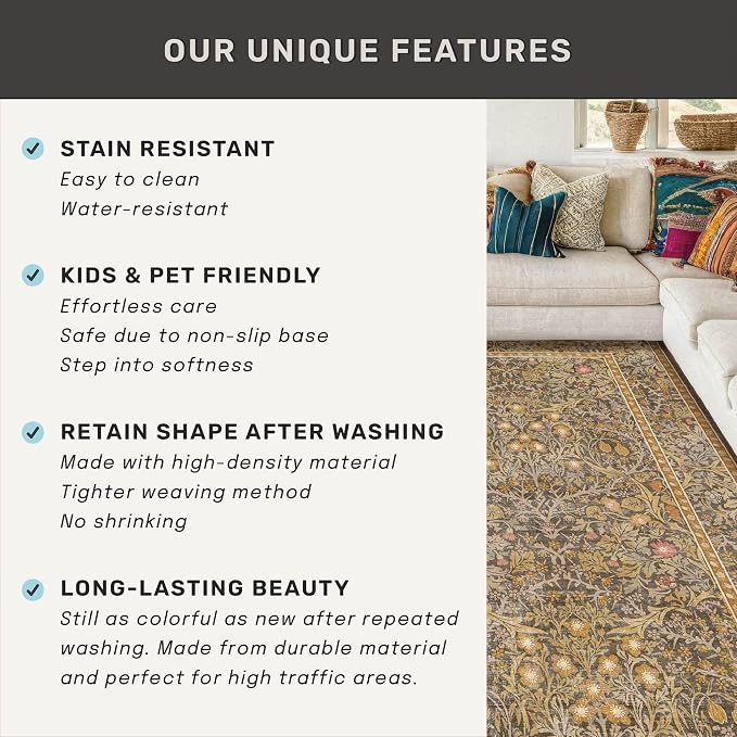 Vintage Floral Living Room Rug 8x10, Dining Room Under Kitchen Table, Oriental - Image 7