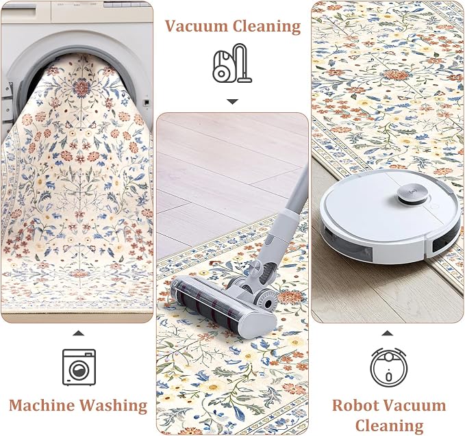Yamaziot 2x3 Washable Entryway Rug Non Slip Indoor Door Mat, Colorful Beige | - Image 4