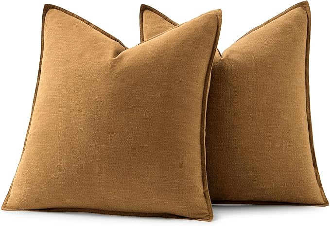 MIULEE Decorative Linen Pillow Covers 20x20 Inch Hazel | Boho Farmhouse​ - Image 6