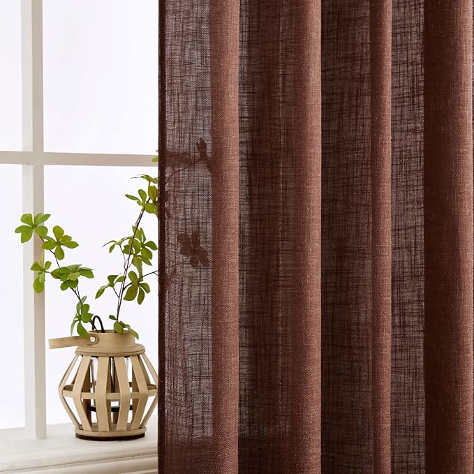 MIULEE Chocolate Brown Linen Curtains 52x96 Inch - Image 5