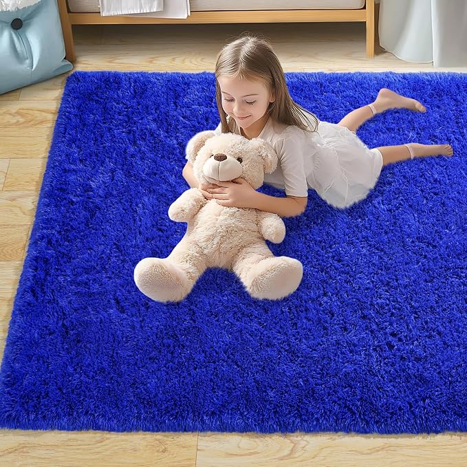 9x12 Area Rug for Living Room, Shag Large Rug for Bedroom, Royal Blue | Soft - Image 8