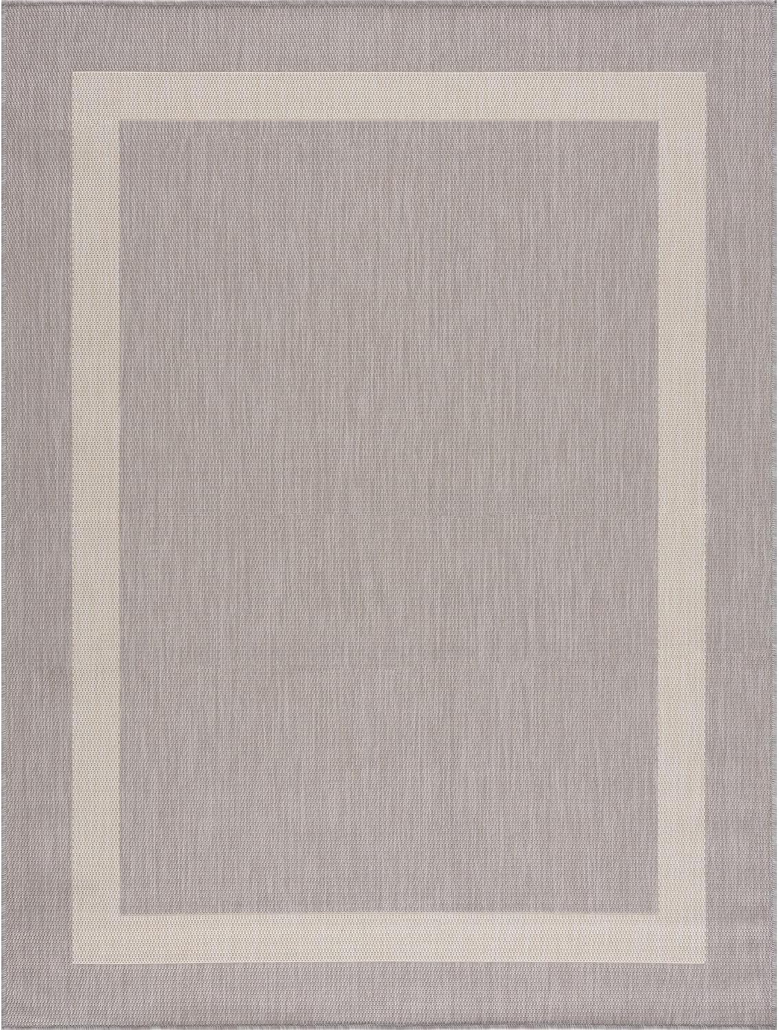 CAMILSON Outdoor Rug 6x9,Modern Outside Rugs for Patios Porches Waterproof Durable Washable Non-Shedding, Easy-to-Clean Indoor Outdoor Area Carpet (6 x 9, Bordered - Gray/White)