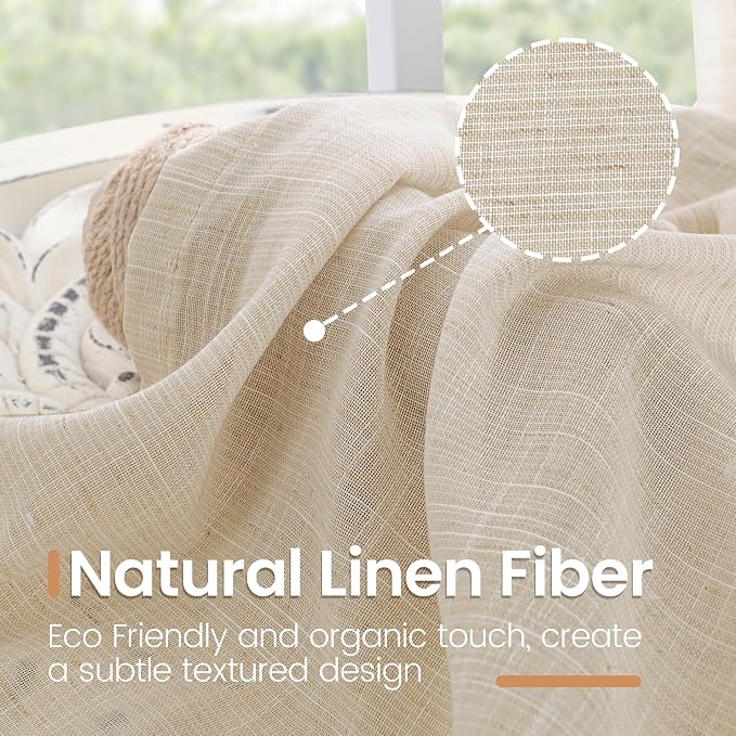 BGment Natural Linen Curtains 96 Inches Long - Image 3
