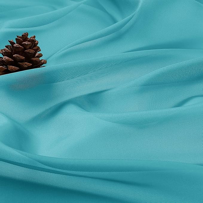 Turquoise Sheer Curtain 90 Inches Long 2 Panels Set, Solid Filmy Drapes - Image 8