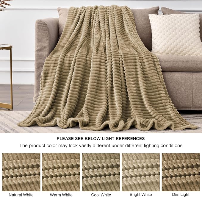 BEDELITE 3D Ribbed Jacquard Brown Blankets Queen Size - Image 6